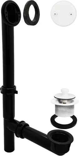 Miniatura 17 de Westbrass 597144-62 Conjunto de desbordamiento y desbordamiento tubular de polietileno de 14 pulgadas con placa frontal de 2 agujeros y tapón