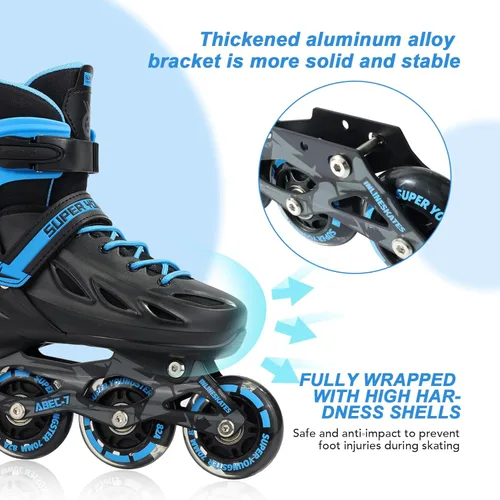 Miniatura 6 de SUPER YOUNGSTER Patines en línea ajustables para niños y niñas de 4 a 12 años con ruedas iluminadas, patines en línea para niños y niñas