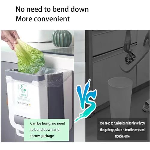 Miniatura 5 de Viene con un contenedor de compostaje que contiene 20 bolsas de basura, botes de basura plegables para cocina y baño, adecuado para automóviles