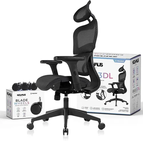 Nouhaus Ergo3dL Sillas de escritorio de oficina en casa Silla de oficina ergonómica Sillas de trabajo con respaldo alto de malla con ruedas y