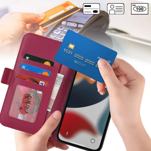 Miniatura 2 de Lipvina Funda tipo cartera para iPhone 12 Pro Max / 13 Pro Max para mujeres, bolsillo con cremallera, funda de teléfono de cuero PU con soporte