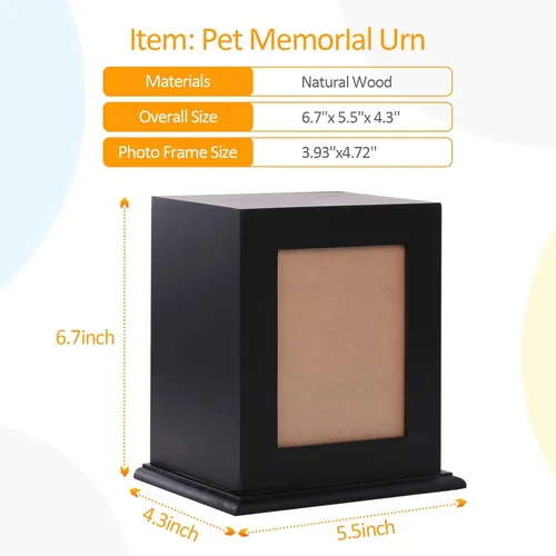Miniatura 3 de Urna conmemorativa de madera para cenizas, marco de fotos, caja de recuerdo para gatos y perros, suministros de ataúdes funerarios, urnas