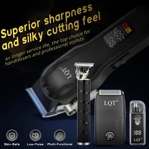 Miniatura 2 de Men's Hair Clippers & Trimmer Kit, 4-in-1 Electric Shaver Set with LED Display, Waterproof Body Groomer, Nose Trimmer & T-Blade for Bald Head, Full