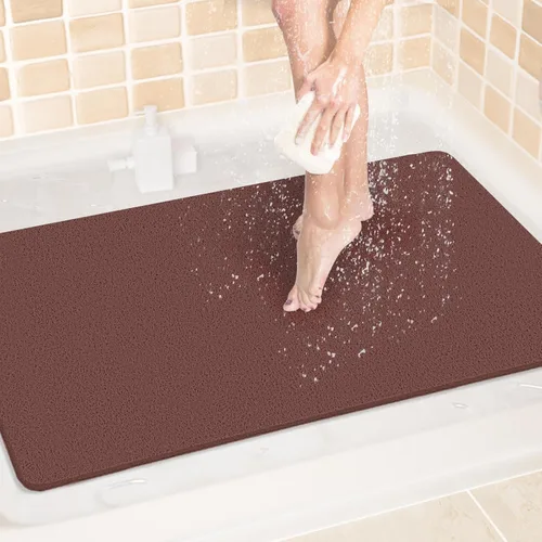Miniatura 66 de LuxStep - Tapete de ducha, de 24 x 36 pulgadas, tapete de baño antideslizante con drenaje, tapete de baño de cloruro de polivinilo, de secado Gris