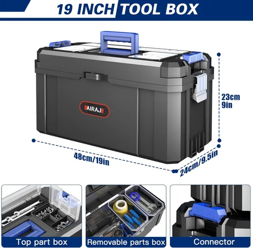 Miniatura 4 de Caja de herramientas rodante 3 en 1 con ruedas, caja de herramientas apilable, organizador de almacenamiento de herramientas modular, diseño
