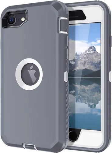 Miniatura 9 de I-HONVA - Carcasa protectora de 3 capas para iPhone SE 2020, protector de pantalla integrado, a prueba de golpes, polvo y caídas, resistente