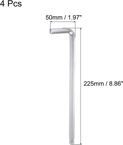 Miniatura 2 de uxcell Llave hexagonal de extremo de bola de 3/8", herramienta de reparación CR-V de brazo largo en forma de L, SAE 4 piezas