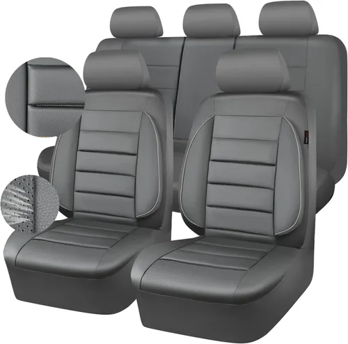 Miniatura 12 de CAR PASS Fundas de Asiento de Cuero Juego Completo Universal Resistente al Agua Soporte Trasero de Espuma 3D, Comodidad de Lujo Automotriz 5 Fundas
