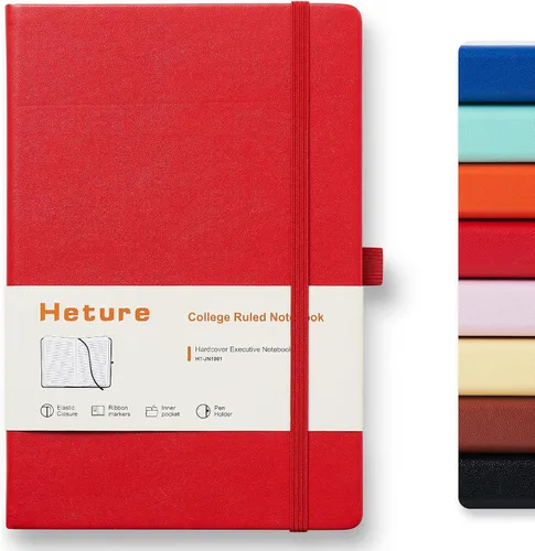 Miniatura 9 de Heture Cuadernos de tapa dura, cuadernos rayados A5 para escribir 160 páginas, 8.2 x 5.5 pulgadas, cuadernos clásicos a rayas para universidad, Negro