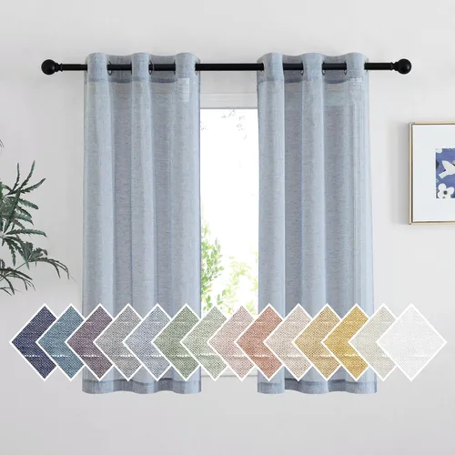 Miniatura 121 de NICETOWN Cortinas de lino traslúcidas con textura de lino de 84 pulgadas de largo, con ojales semitraslúcidos, tratamientos de ventana, privacidad