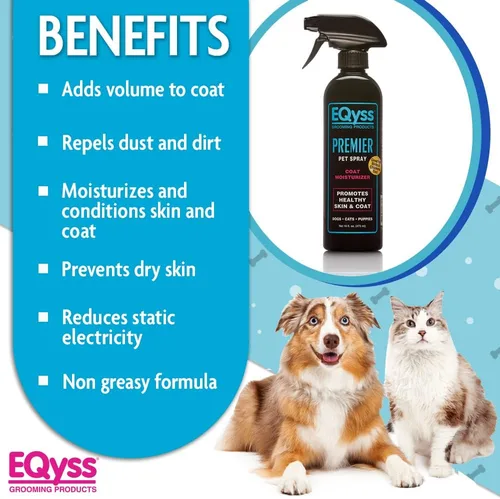 Miniatura 3 de EQyss Premier Pet Spray hidrata y acondiciona para una piel y un pelaje saludables, no graso, repele el polvo y la suciedad, ideal para perros