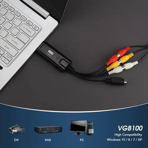 Miniatura 5 de August VGB100 - Tarjeta de captura de video USB externa - Cable de transferencia de video S/compuesto a USB - Cable de captura para Windows 11/10