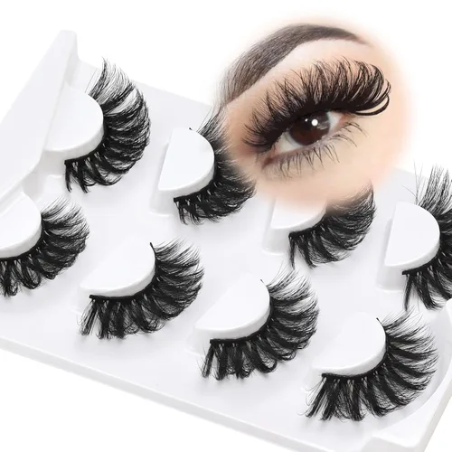 Miniatura 10 de Losha Pestañas de visón sintético 3D de 0.98 pulgadas, pestañas de volumen gruesas, cruzadas, lujosas, suaves, finas, paquete de 4 pares