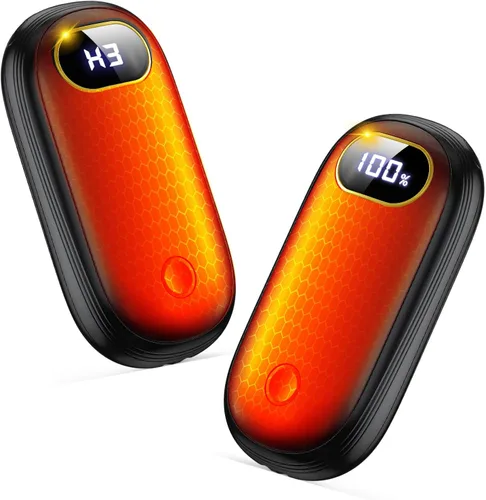 Miniatura 8 de Calentadores de manos eléctricos recargables con banco de energía, pantalla LED, 17 horas de calidez, calentador de bolsillo portátil de doble cara