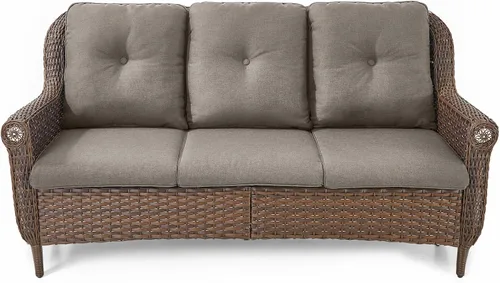 Miniatura 12 de Sofá de mimbre para patio, sofá de mimbre para exteriores, resistente para todo tipo de clima, sofás para 2 personas con respaldo alto y cómodos
