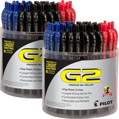 Miniatura 8 de Pilot - Bolígrafos en gel G2, con punta rodante, recargables y retráctiles de alta calidad, punta fina, tinta negra, paquete de 2 cajas