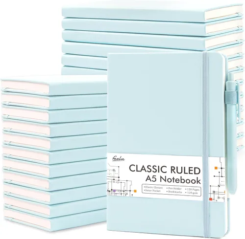 Miniatura 16 de Feela - Paquete de 24 cuadernos en blanco para el trabajo, cuaderno de negocios de tapa dura con líneas para escritura y soporte para bolígrafos