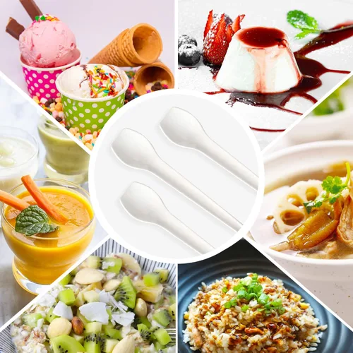 Miniatura 4 de Cucharas de postre de plástico desechables de 6 pulgadas, sin BPA, tamaño pequeño con punta frontal cuadrada, ideal para pasteles, yogur, helados