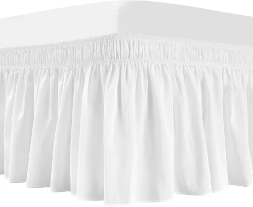 Miniatura 14 de Vocander Falda de Cama Rosa Tamaño Individual con Caída de 14 Pulgadas, Falda de Cama Elástica con Volantes Antipolvo, Fácil de Colocar, Faldas