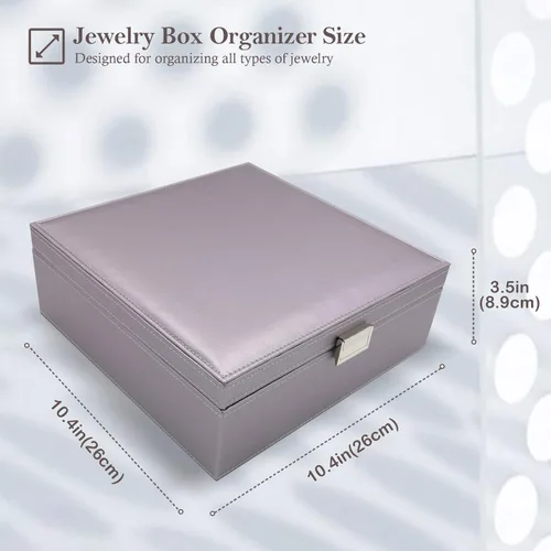 Miniatura 2 de ProCase - Joyero grande de cuero con dos niveles para organizar aretes, pulseras, anillos, relojes, para mujeres, niñas, regalo ideal para novia