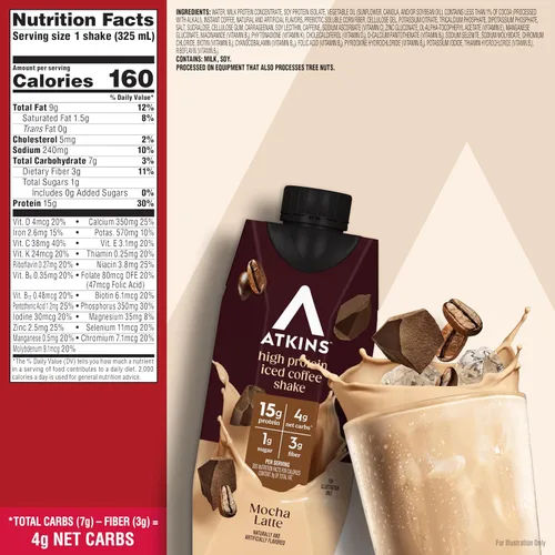Miniatura 2 de Atkins Batido rico en proteínas con café y proteínas, apto para dieta cetogénica y sin gluten, 11 onzas líquidas (paquete de 12)