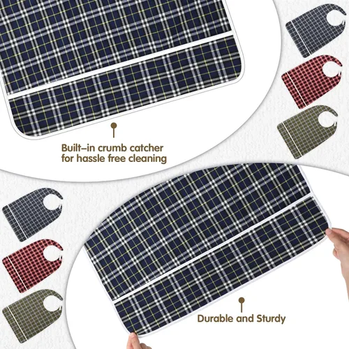 Miniatura 5 de Toulite 3 baberos para adultos para comer, baberos extra grandes para adultos para hombres mayores, babero impermeable para adultos con recogedor