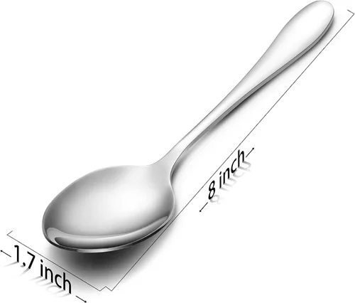 Miniatura 2 de Aebeky Cuchara de cena de acero inoxidable de 12 piezas, cucharadas grandes, 8 pulgadas (12 piezas)