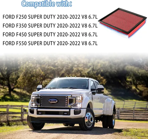 Miniatura 2 de GETOPAUTO HIGHFLOW FA-2031 - Filtro de aire de motor compatible con Ford F250 F350 F450 F550 6.7L Powerstroke Diesel 2020-2022, sustituye a FA2031
