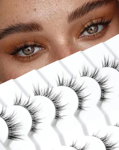 Miniatura 12 de Onlyall Pestañas naturales, pestañas postizas de aspecto natural, pestañas postizas acampanadas, pestañas postizas suaves y esponjosas, 7 pares D12