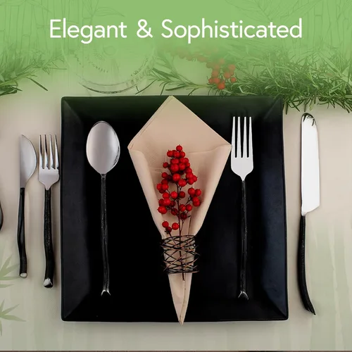 Miniatura 3 de Servilletas compostables 100% bambú (paquete de 50) Servilletas resistentes para almuerzo, cena, eventos, ocasiones y entretenimiento, ecológicas