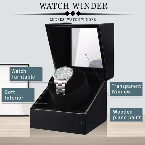 Miniatura 3 de Bobinadora de reloj para relojes automáticos individuales con motores silenciosos, pintura de piano por adaptador de CA o batería