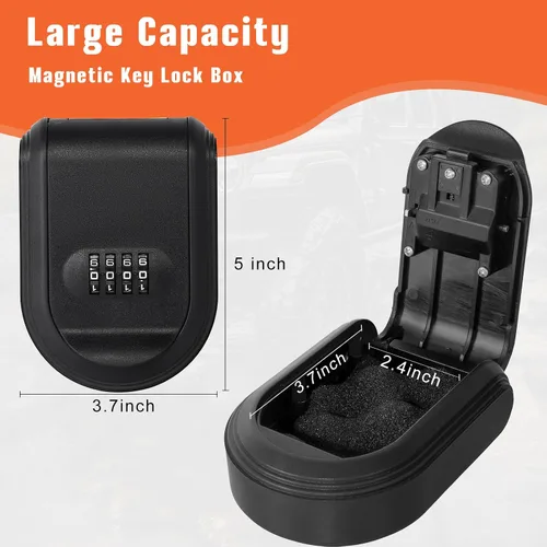 Miniatura 3 de Caja magnética con cerradura de llave, soporte para llaves con cerradura de combinación debajo del automóvil, imán para ocultar una caja de llaves