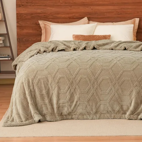 Miniatura 10 de PHF Manta de Vellón Sherpa Esponjosa Tamaño Individual para Invierno, Cálida y Acogedora, 510GSM Manta de Vellón Mechudo 3D con Mechones para Sofá