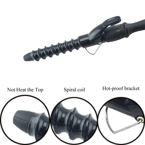 Miniatura 2 de Rizador de pelo en espiral de 1 pulgada, pinzas en espiral para cabello largo/medio, rizador de pelo con pantalla LCD, rizador de cerámica de onda