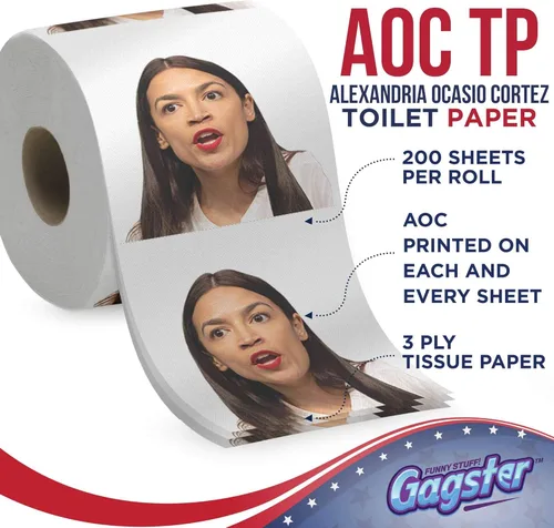 Miniatura 2 de Alexandria Ocasio-Cortez - Rollo de papel higiénico político divertido de Gagster – Broma de TP Regalo Demócrata y Republicano, regalos de broma