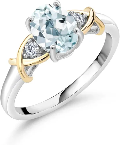 Miniatura 97 de Anillo de compromiso de oro amarillo de 10 quilates y plata 925 con piedra natal y diamantes cultivados en laboratorio para mujer, ovalado de 0.315
