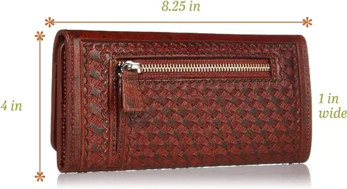 Miniatura 6 de Mauzari Sydney Genuine Leather Women's Wallet Tooled Floral Design