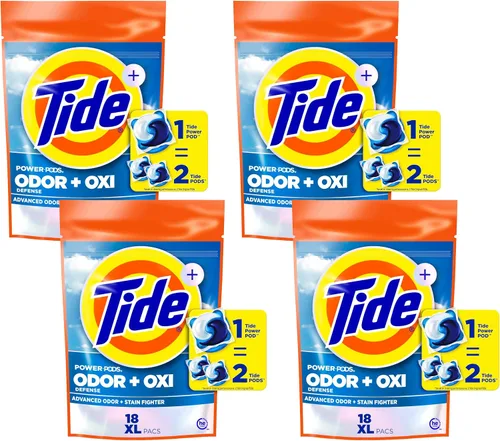 Miniatura 12 de Tide, cápsulas de detergente para lavandería Odor Defense + Oxi, aroma original, 18 unidades, luchador avanzado de olores + manchas, cápsulas