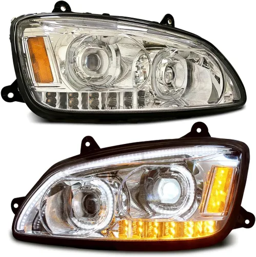 Miniatura 15 de Conjunto de par de faros delanteros LED completos Blackout para camiones semi Kenworth T660 170 T270 T370 T660 T700 2008-2019 DRL Halo Secuencial