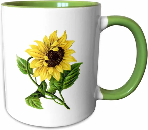 Miniatura 8 de 3dRose Taza azul de dos tonos de girasol vintage gigante de 11 oz
