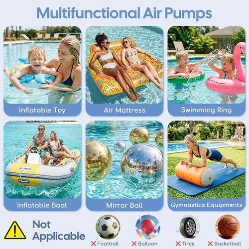 Miniatura 2 de Bomba de aire eléctrica para inflables, colchón de aire, inflador/deflector de llenado rápido de 500 W/650 W con 4 boquillas, CA portátil de 110 a