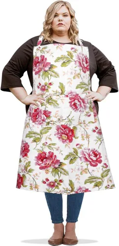 Miniatura 14 de Delantal de lona para mujer con 2 bolsillos, 39 x 38 pulgadas, delantales extra grandes XXL, A cuandros negros