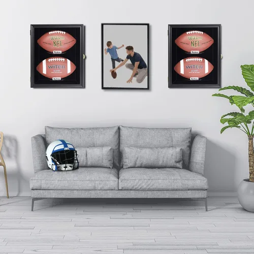 Miniatura 5 de 2 vitrinas de fútbol para montaje en pared, con cerradura, vista clara, tamaño completo, antidecoloración, protección UV, puerta acrílica, recuerdos