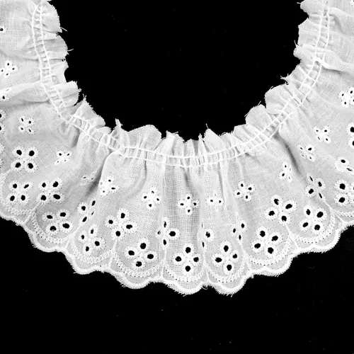 Cinta de algodón para coser de 5 yardas y 3 pulgadas de ancho, ribete de encaje plisado vintage de algodón para costura, manualidades, decoración de