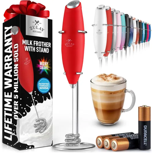 Miniatura 15 de Zulay Kitchen Espumador de leche de mano con pilas Duracell AA – Mezclador eléctrico ultrarrápido y creador de espuma, mezclador de bebidas fácil