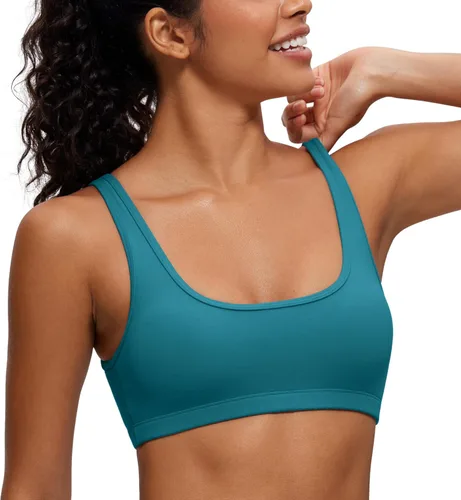Miniatura 18 de CRZ YOGA Butterluxe - Mini brasier para mujer, cuello redondo, de bajo impacto, inalámbrico, deportivo, yoga, acolchado, para entrenamiento