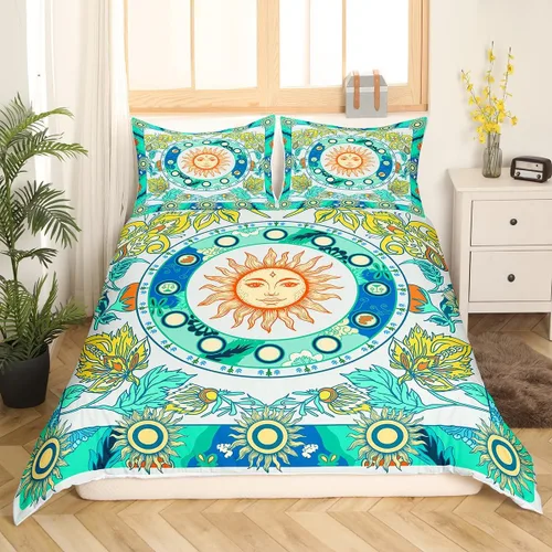 Miniatura 32 de Juego de ropa de cama Groovy de los años 60 y 70 para niños, funda de edredón retro de flores hippie para niños, adolescentes, vintage, bohemio