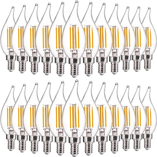 Miniatura 22 de FLSNT Bombillas LED para candelabro CA11 E12, bombillas LED regulables, equivalente a 40 W, luz blanca cálida de 2200 K, 330 lm, acabado de vidrio