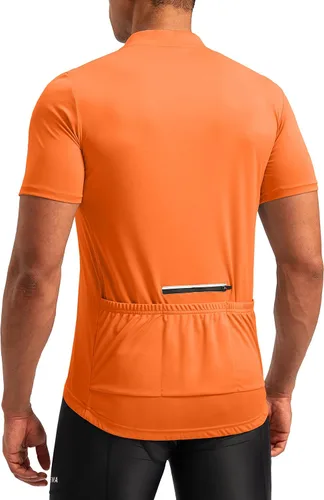 Bikewa Maillot de ciclismo para hombre que absorbe la humedad, manga corta, UPF media cremallera, ciclismo, ciclismo de carretera, camisas para