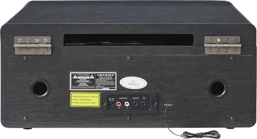 Miniatura 9 de Crosley CR7016A-BK Rhapsody - Tocadiscos de vinilo 7 en 1 con Bluetooth, 3 velocidades, reproductor de CD, radio AM/FM, color negro